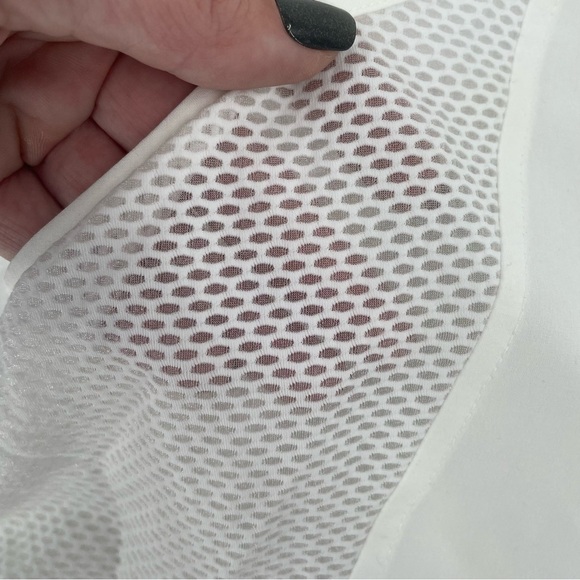 ATHLETA Womens White Athletic Tank Top Drawstring sides Mesh detail size: Large - Picture 3 of 11